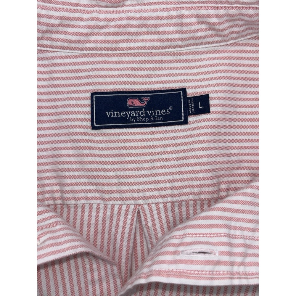 Vineyard Vines Mens L Pink White Stripes LongSleeve Button Down Shirt 0028 - Picture 3 of 7